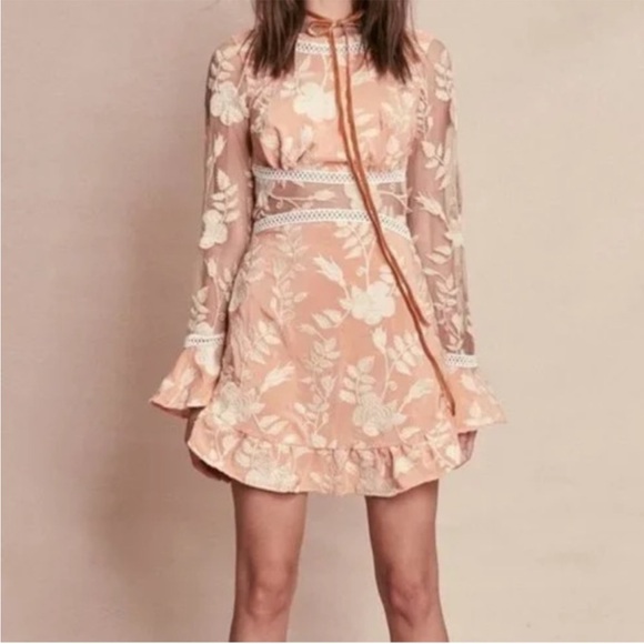 For Love And Lemons Dresses & Skirts - For Love & Lemons Mia Long Sleeve Dress Peach size Medium